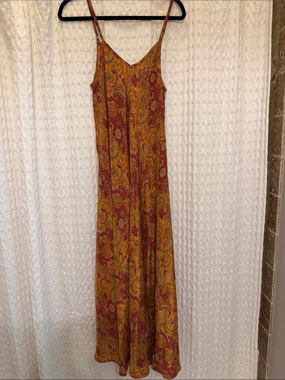 Boho Paisley Slip Maxi Dress in Mustard